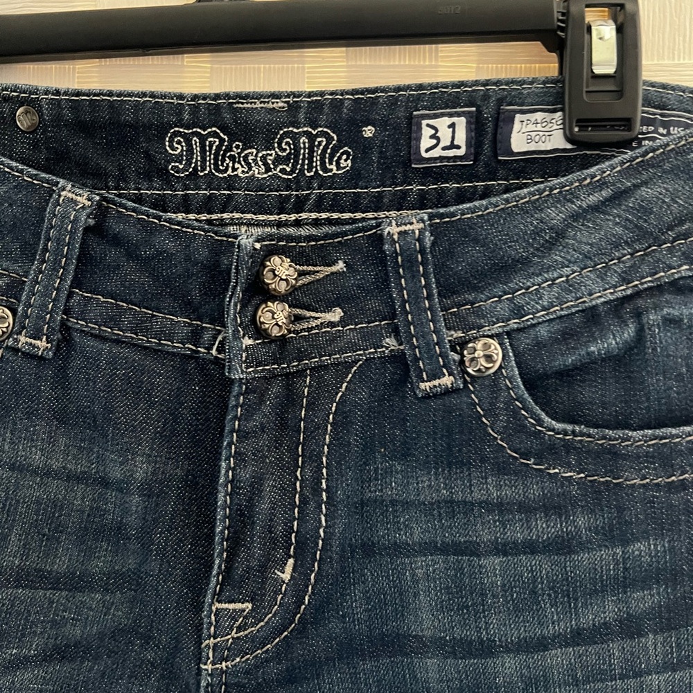 Miss Me Blue Bootcut Jeans with Vintage Wash